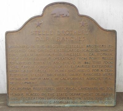 Steele Brothers Dairy Ranch Marker. Click for full size. Steele Brothers Dairy Ranch Marker image. Click for full size.