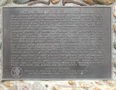Ocean Shore R.R. and Granada Marker. Click for full size. Ocean Shore R.R. and Granada Marker image. Click for full size.