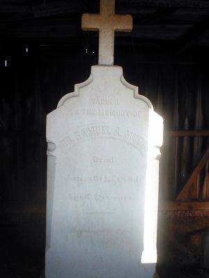 Dr. Samuel A. Mudd-Original Tombstone located in the barn. image. Click for full size.