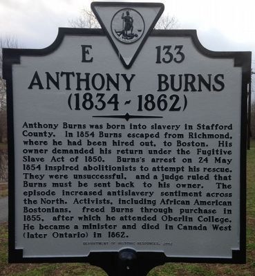 Anthony Burns Marker. Click for full size. Anthony Burns Marker image. Click for full size.