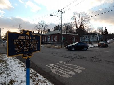 Junction Of Ithaca-Catskill Turnpike Marker. Click for full size. Junction Of Ithaca-Catskill Turnpike Marker image. Click for full size.