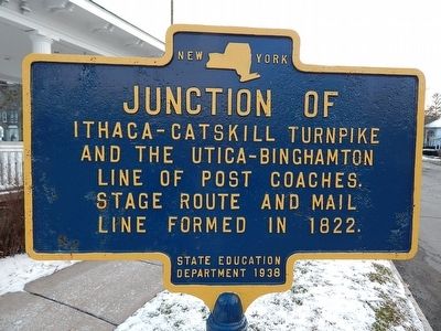 Junction Of Ithaca-Catskill Turnpike Marker. Click for full size. Junction Of Ithaca-Catskill Turnpike Marker image. Click for full size.