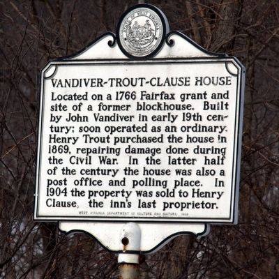 Vandiver - Trout - Clause House Marker image. Click for full size.