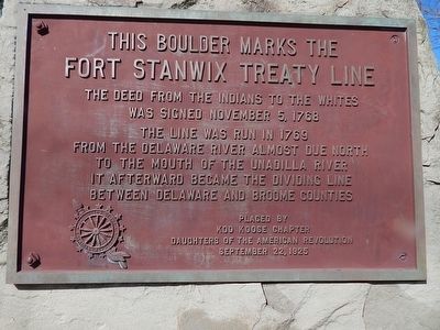 This Boulder Marks The Fort Stanwix Treaty Line Marker image. Click for full size.