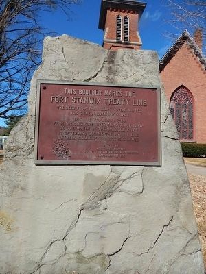This Boulder Marks The Fort Stanwix Treaty Line Marker. Click for full size. This Boulder Marks The Fort Stanwix Treaty Line Marker image. Click for full size.