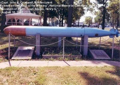 John P. Cromwell Memorial Markers-World War II Torpedo image. Click for full size.