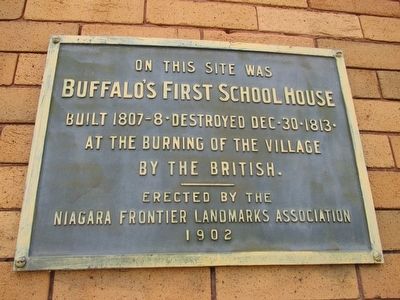 Buffalo's First School House Marker. Click for full size. Buffalo's First School House Marker image. Click for full size.