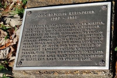 John Baptiste Kleinpeter Marker image. Click for full size.