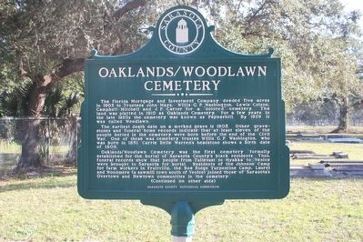 Oaklands/Woodlawn Cemetery Marker. Click for full size. Oaklands/Woodlawn Cemetery Marker image. Click for full size.