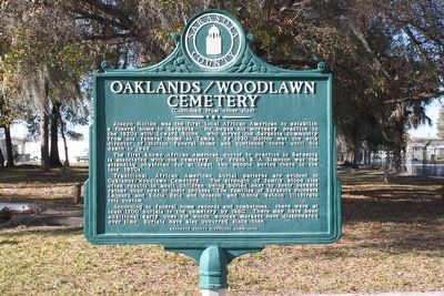 Oaklands/Woodlawn Cemetery Marker Reverse image. Click for full size.