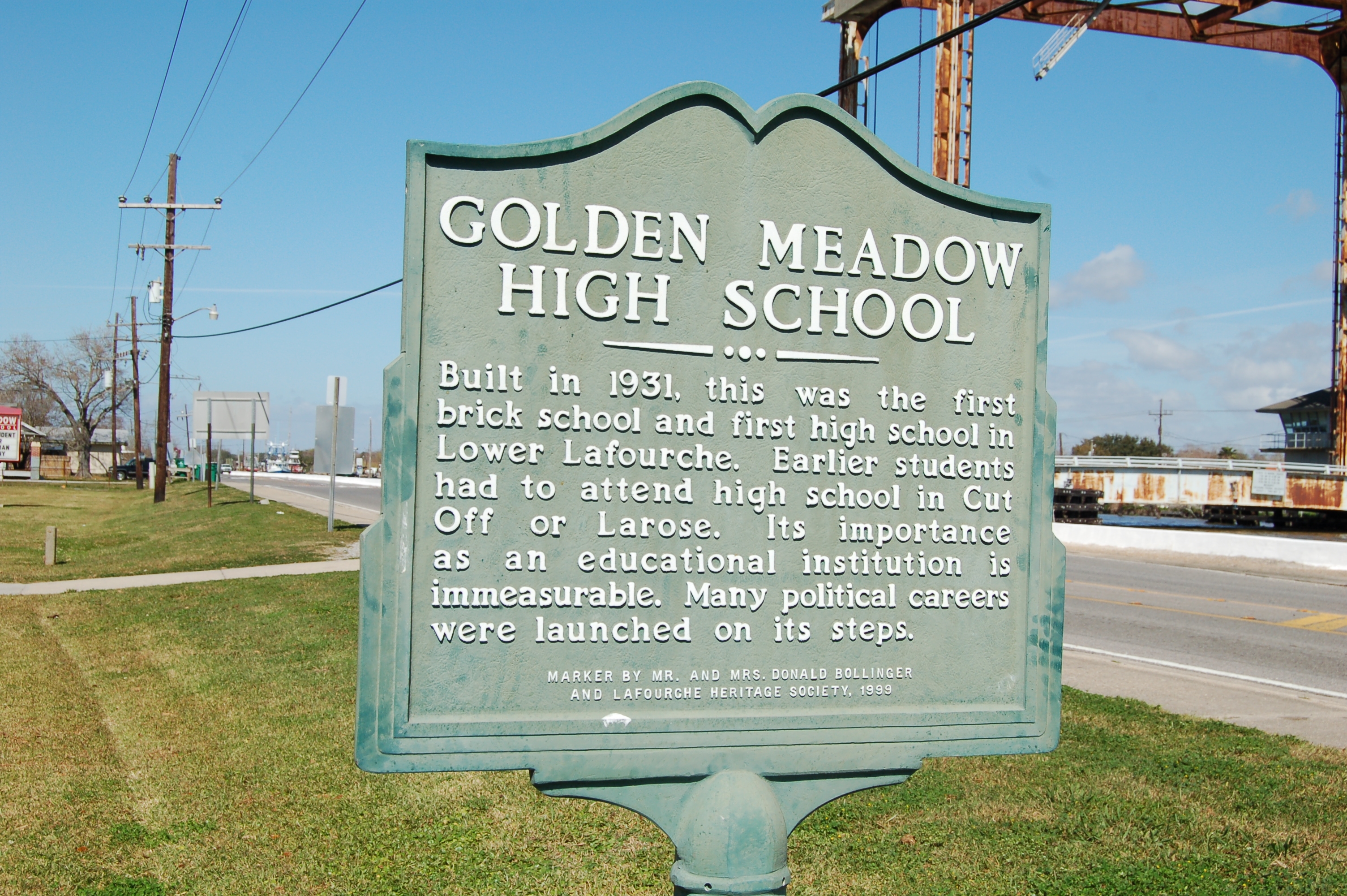 Golden Meadow High School Marker