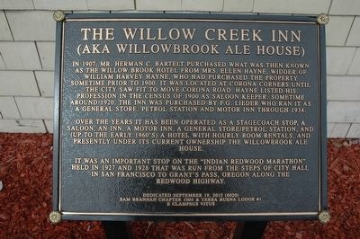 The Willow Creek Inn (AKA Willowbrook Ale House) Marker image. Click for full size.