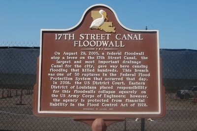 17th Street Canal Floodwall Marker. Click for full size. 17th Street Canal Floodwall Marker image. Click for full size.