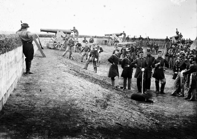 Members of the 3rd Massachusetts Heavy Artillery inside Fort Totten, 1865. Click for full size. Members of the 3rd Massachusetts Heavy Artillery inside Fort Totten, 1865 image. Click for full size.
