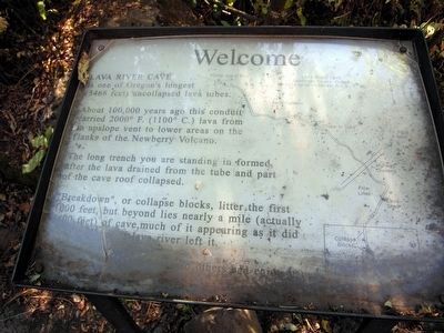 Lava River Cave Marker<br>Welcome image. Click for full size.