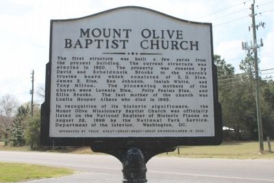 Mount Olive Baptist Church Marker Side 2 image. Click for full size.