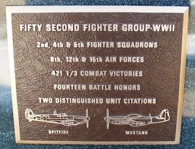 Fifty Second Fighter Group - WWII Marker image. Click for full size.