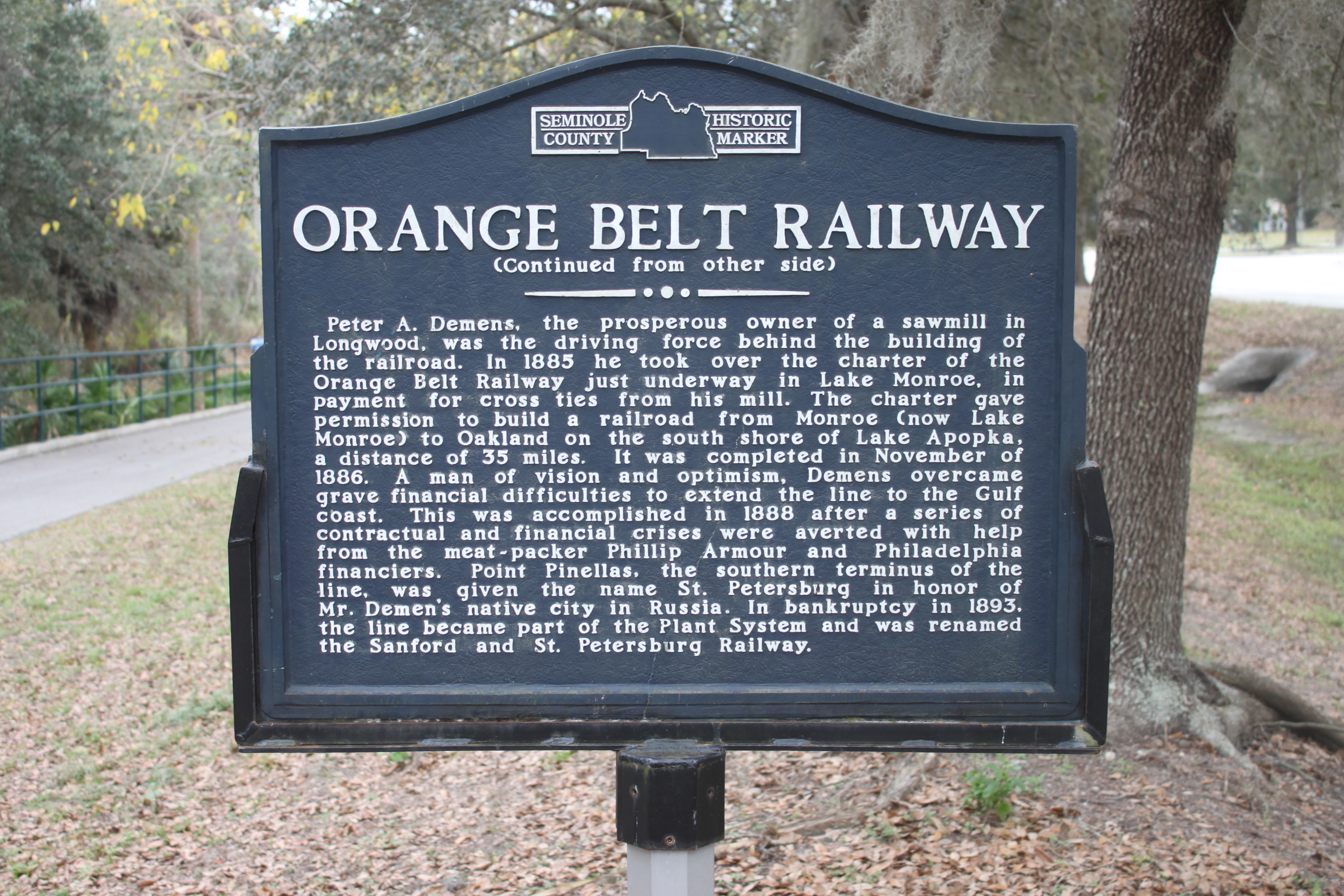 Orange Belt Railway Marker Reverse