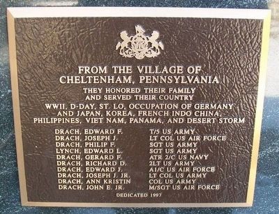 Veterans from the Village of Cheltenham, Pennsylvania Marker image. Click for full size.