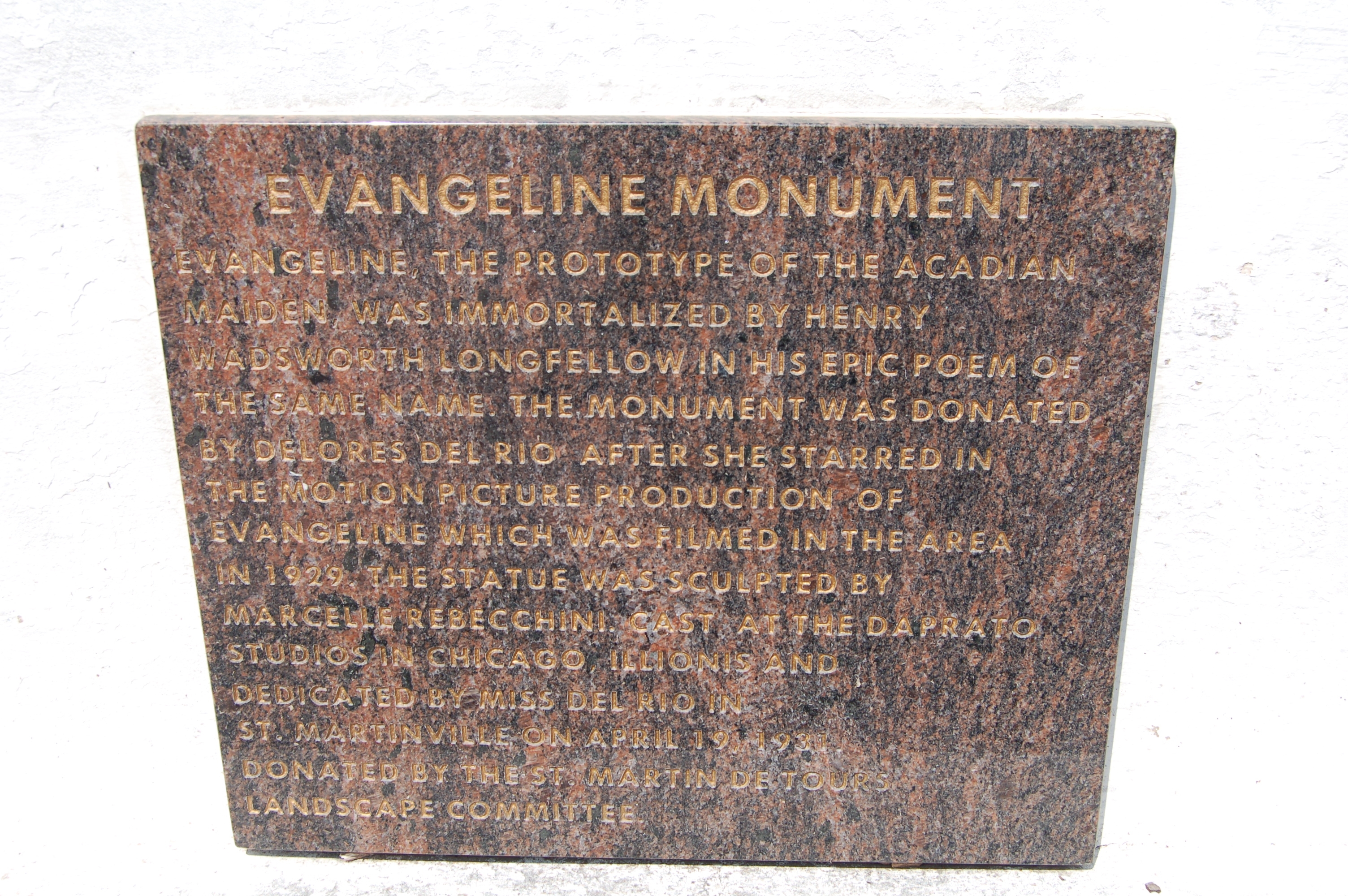 Evangeline Monument Marker