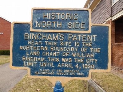 Historic North Side-Bingham's Patent Marker. Click for full size. Historic North Side-Bingham's Patent Marker image. Click for full size.