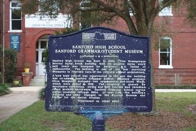 Sanford High School/Sanford Grammar/Student Museum Marker-Side 1. Click for full size. Sanford High School/Sanford Grammar/Student Museum Marker-Side 1 image. Click for full size.