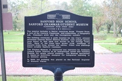 Sanford High School/Sanford Grammar/Student Museum Marker-Side 2. Click for full size. Sanford High School/Sanford Grammar/Student Museum Marker-Side 2 image. Click for full size.