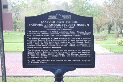 Sanford High School/Sanford Grammar/Student Museum Marker-Side 2 image. Click for full size.
