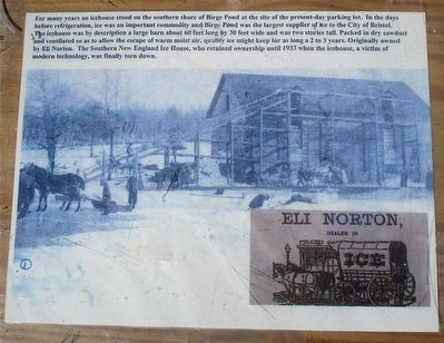 The Southern New England Ice House on Birge Pond Marker image. Click for full size.