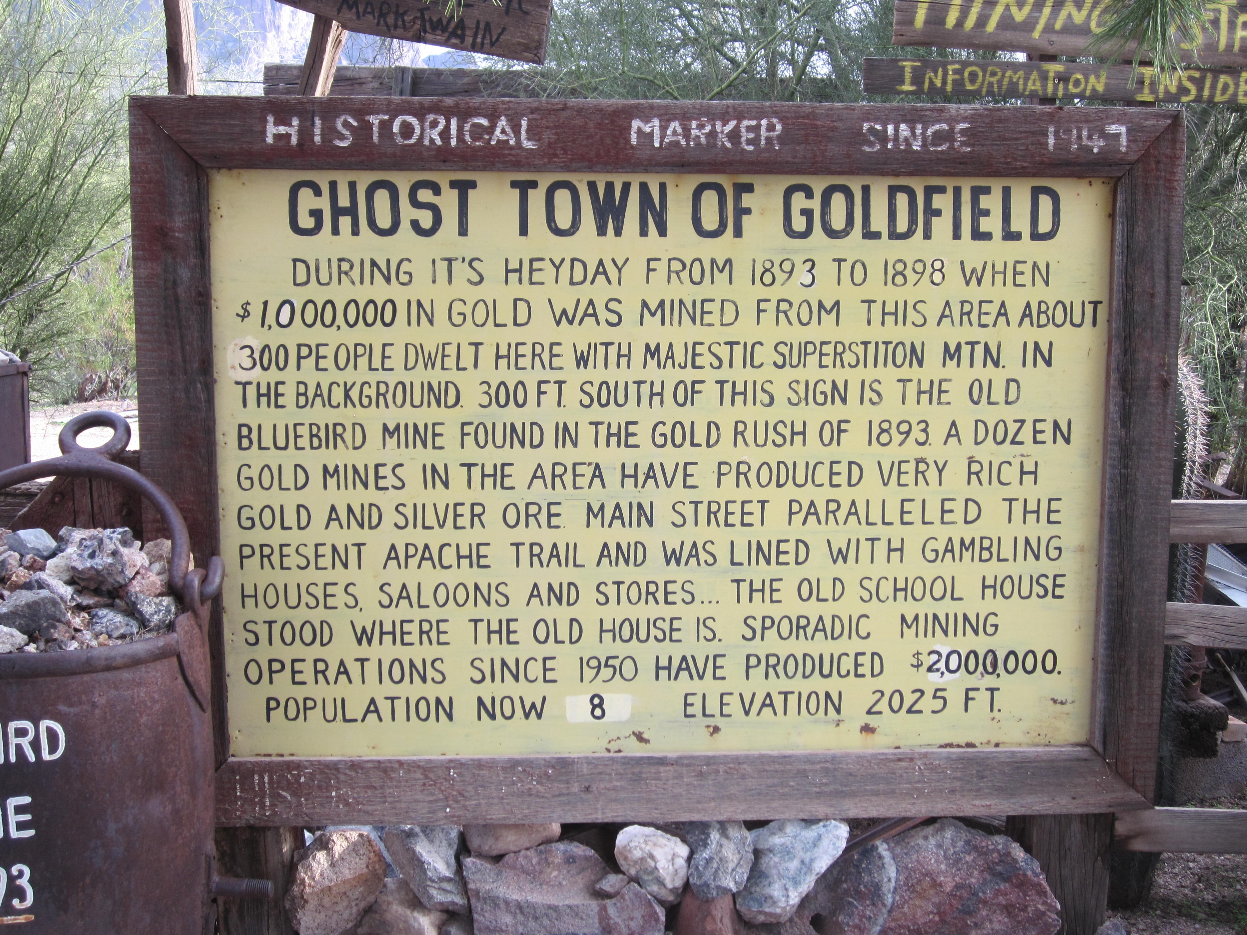 Ghost Town of Goldfield Marker