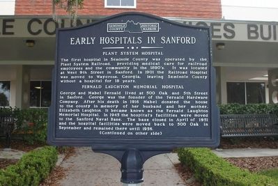 Early Hospitals in Sanford Marker-Side 1 image. Click for full size.