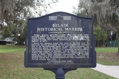 Belair Historical Marker Marker-Side 1 image. Click for full size.