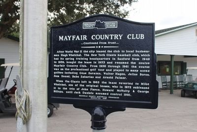 Mayfair Country Club Marker reverse image. Click for full size.