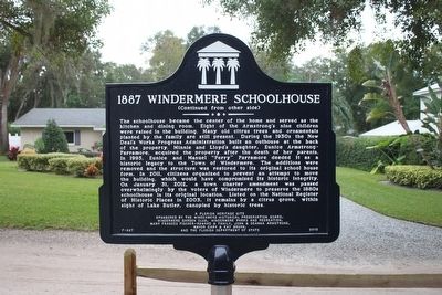 1887 Windermere Schoolhouse Marker reverse image. Click for full size.