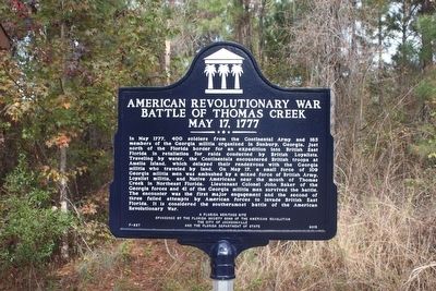 American Revolutionary War Battle of Thomas Creek May 17, 1777 Marker. Click for full size. American Revolutionary War Battle of Thomas Creek May 17, 1777 Marker image. Click for full size.