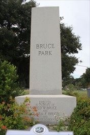 Frederick W. Bruce Marker in front of Bruce Park monument image. Click for full size.