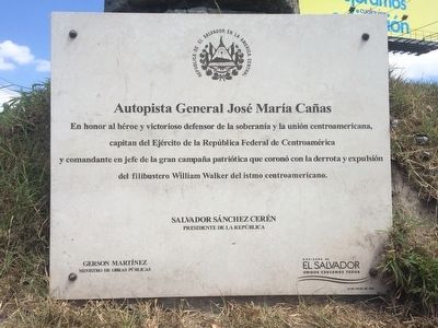 General José María Cañas Highway Marker image. Click for full size.
