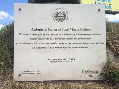 General José María Cañas Highway Marker. Click for full size. General José María Cañas Highway Marker image. Click for full size.