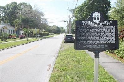 Osceola Park Historic Residential District Marker with 19th St on the left image. Click for full size.