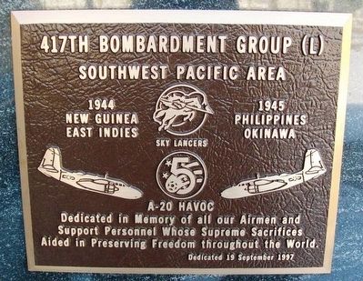 417th Bombardment Group (L) Marker image. Click for more information.