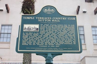Temple Terraces Country Club Sutton Hall Marker-Side 1 image. Click for full size.
