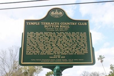 Temple Terraces Country Club Sutton Hall Marker-Side 2 image. Click for full size.