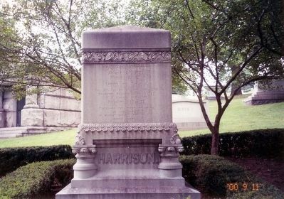 Benjamin Harrison Marker-distant shot of tombstone image. Click for full size.