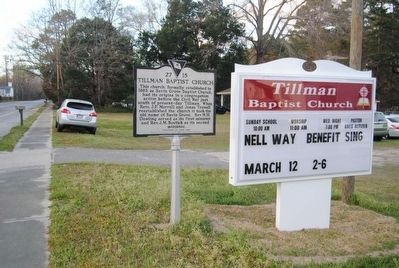 Tillman Baptist Church Marker (Front) image. Click for full size.