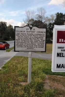 Tillman Baptist Church Marker (Front) image. Click for full size.