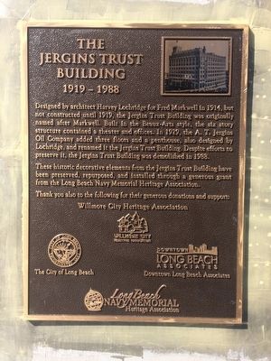 The Jergins Trust Building Marker. Click for full size. The Jergins Trust Building Marker image. Click for full size.