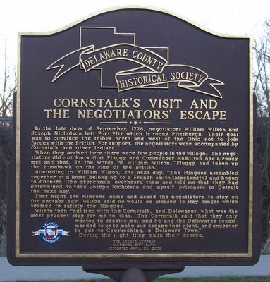 Cornstalk's Visit and the Negotiators' Escape Marker. Click for full size. Cornstalk's Visit and the Negotiators' Escape Marker image. Click for full size.