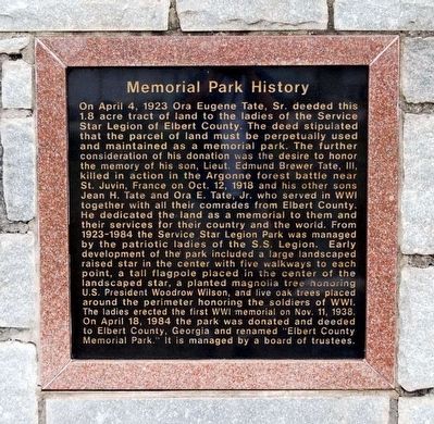 Memorial Park History Marker. Click for full size. Memorial Park History Marker image. Click for full size.