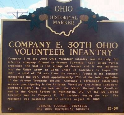 Company E, 30th Ohio Volunteer Infantry Marker (side 2) image. Click for full size.