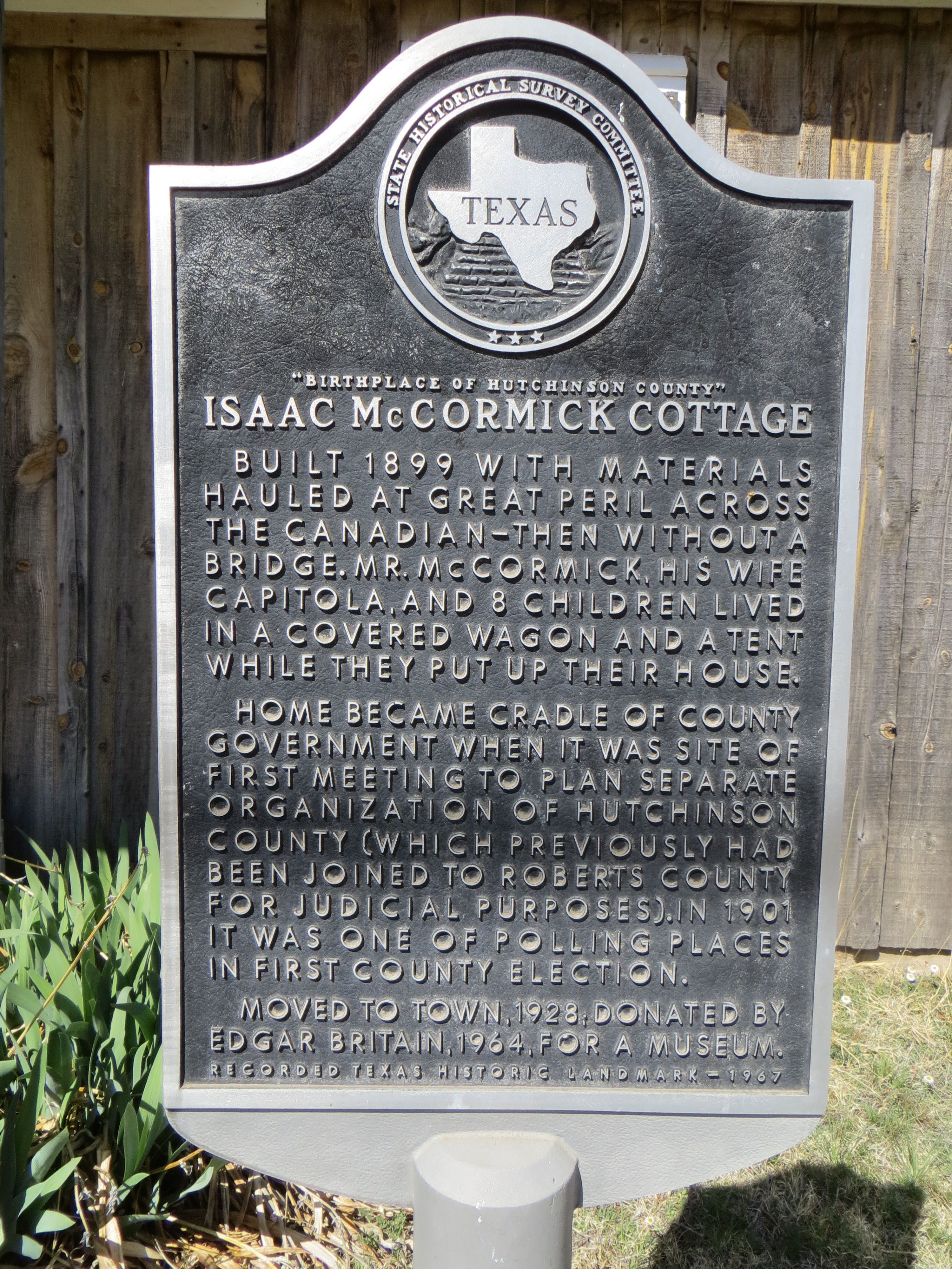 Isaac McCormick Cottage Marker